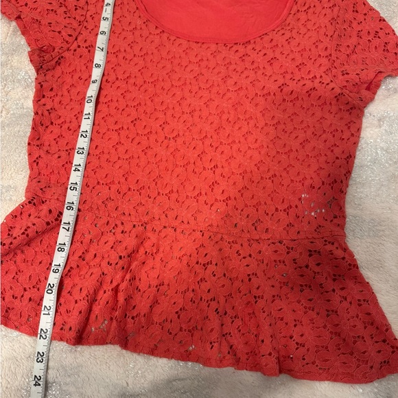 DKNYC, orange lace peplum short sleeve es top, medium - Picture 5 of 5